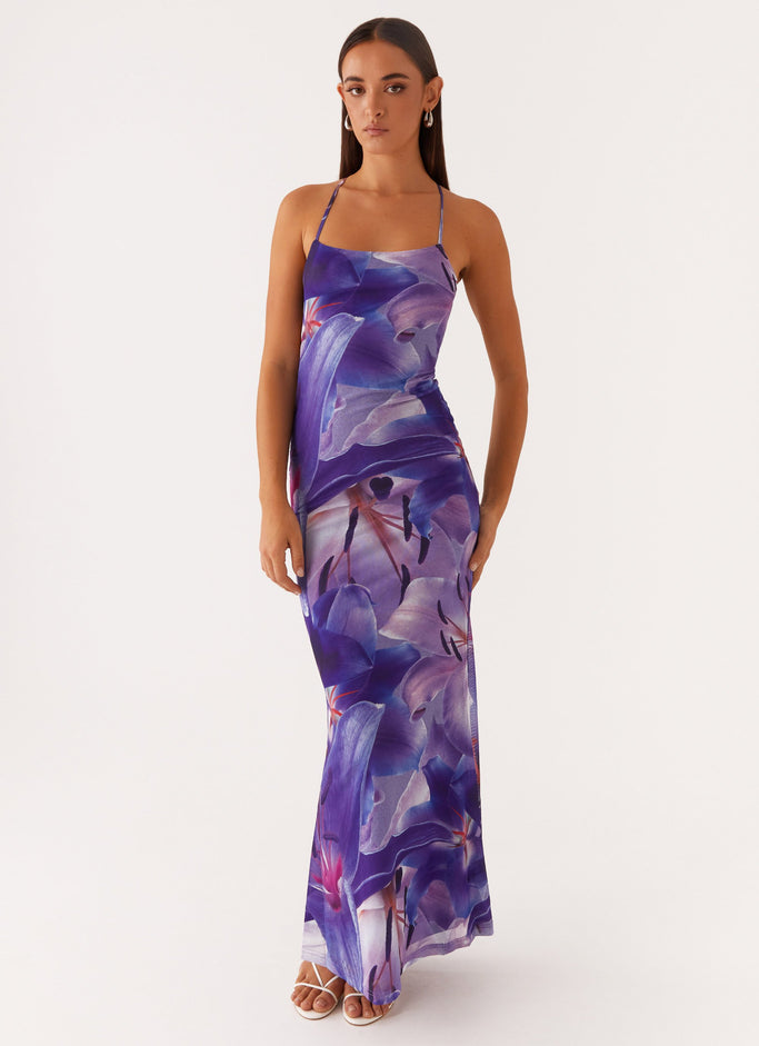 Livia Maxi Dress - Purple White Lilly