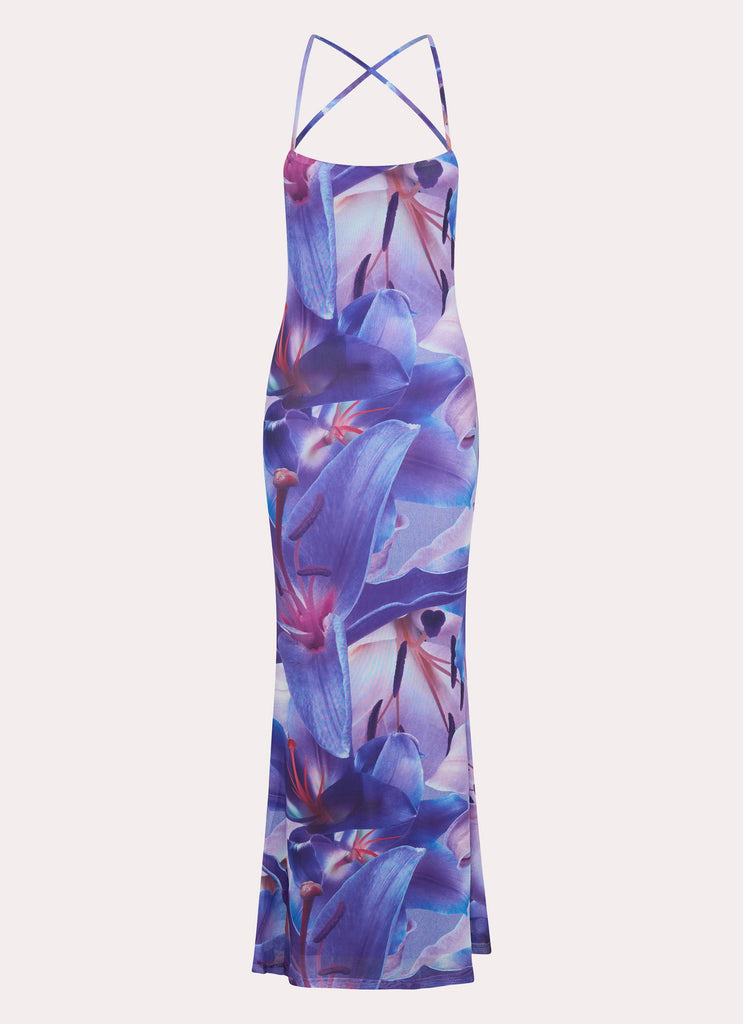 Livia Maxi Dress - Purple White Lilly