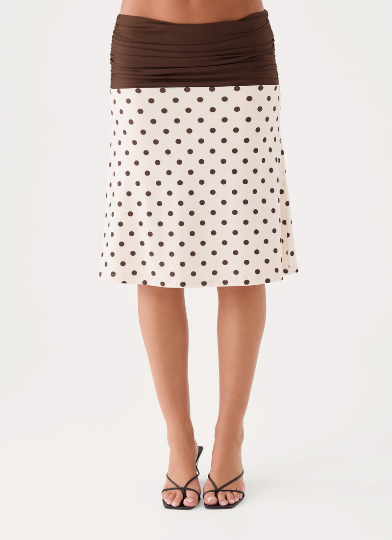 Lorelei Midi Skirt - Cream Polka Dot