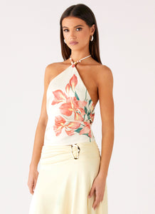 Loreta Beaded Tie Back Top - Siena Floral