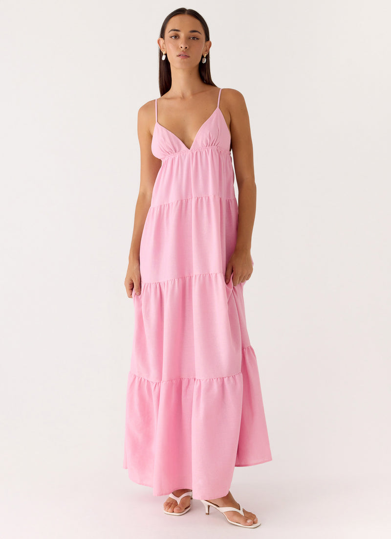 Lotty Linen Maxi Dress - Pink