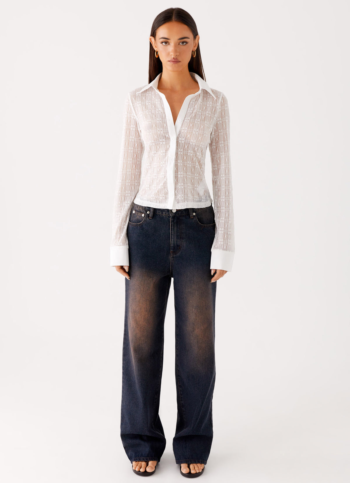 Loui Lace Long Sleeve Top White 1 Peppermayo