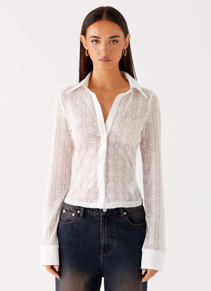 Loui Lace Long Sleeve Top - White – Peppermayo