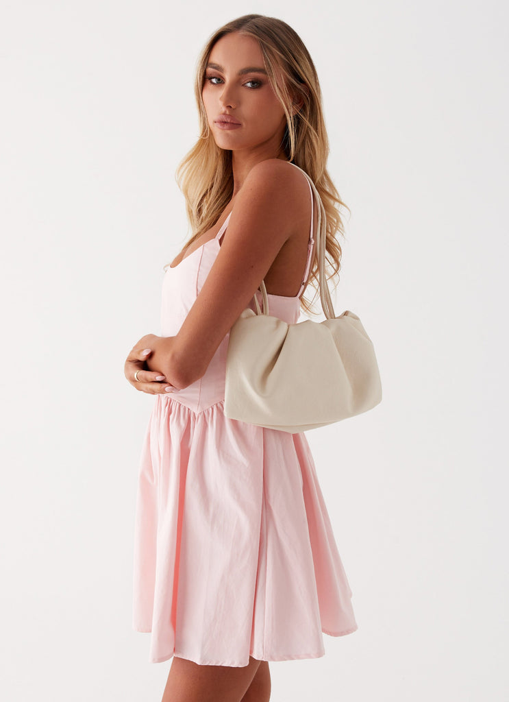 Womens Louisa Shoulder Bag in the colour Ivory in front of a light grey background