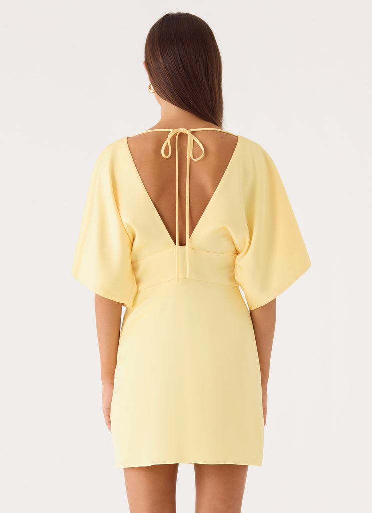long sleeve deep plunge mini dress in yellow PrettyLittleThing Women's PLT Label Hammered Satin Long Sleeve Plunge Mini Dress in Gold