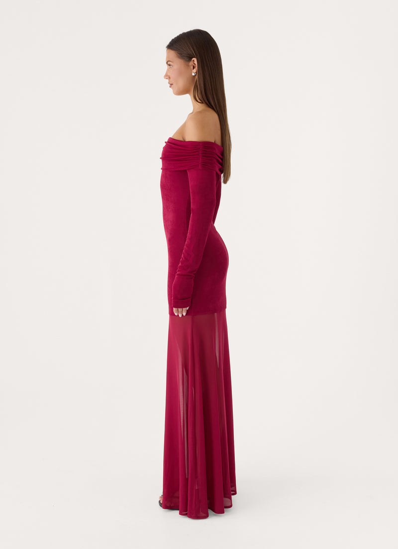 Lush Static Maxi Dress - Sangria