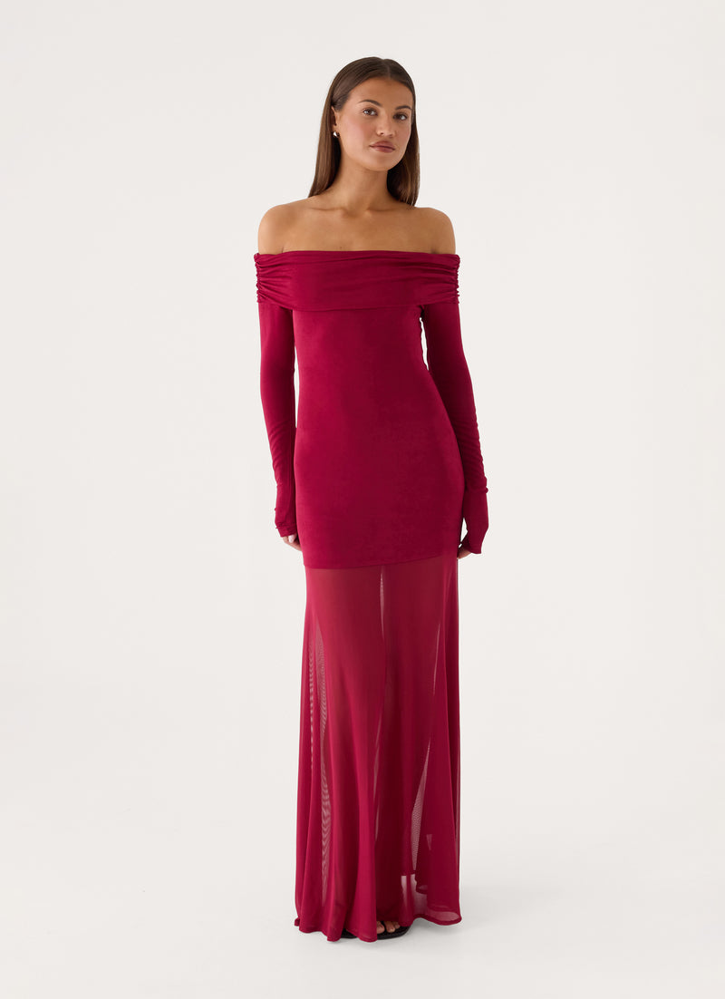 Lush Static Maxi Dress - Sangria