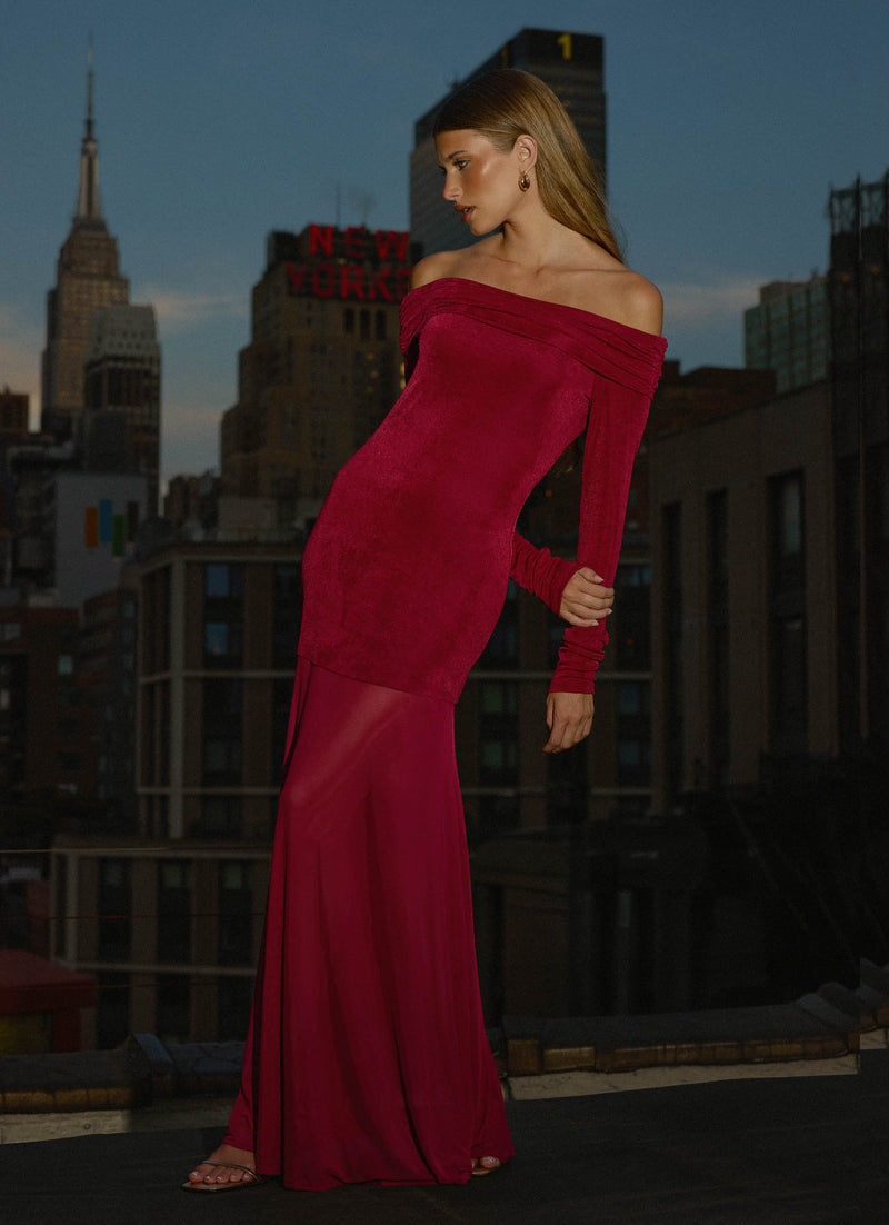 Lush Static Maxi Dress - Sangria
