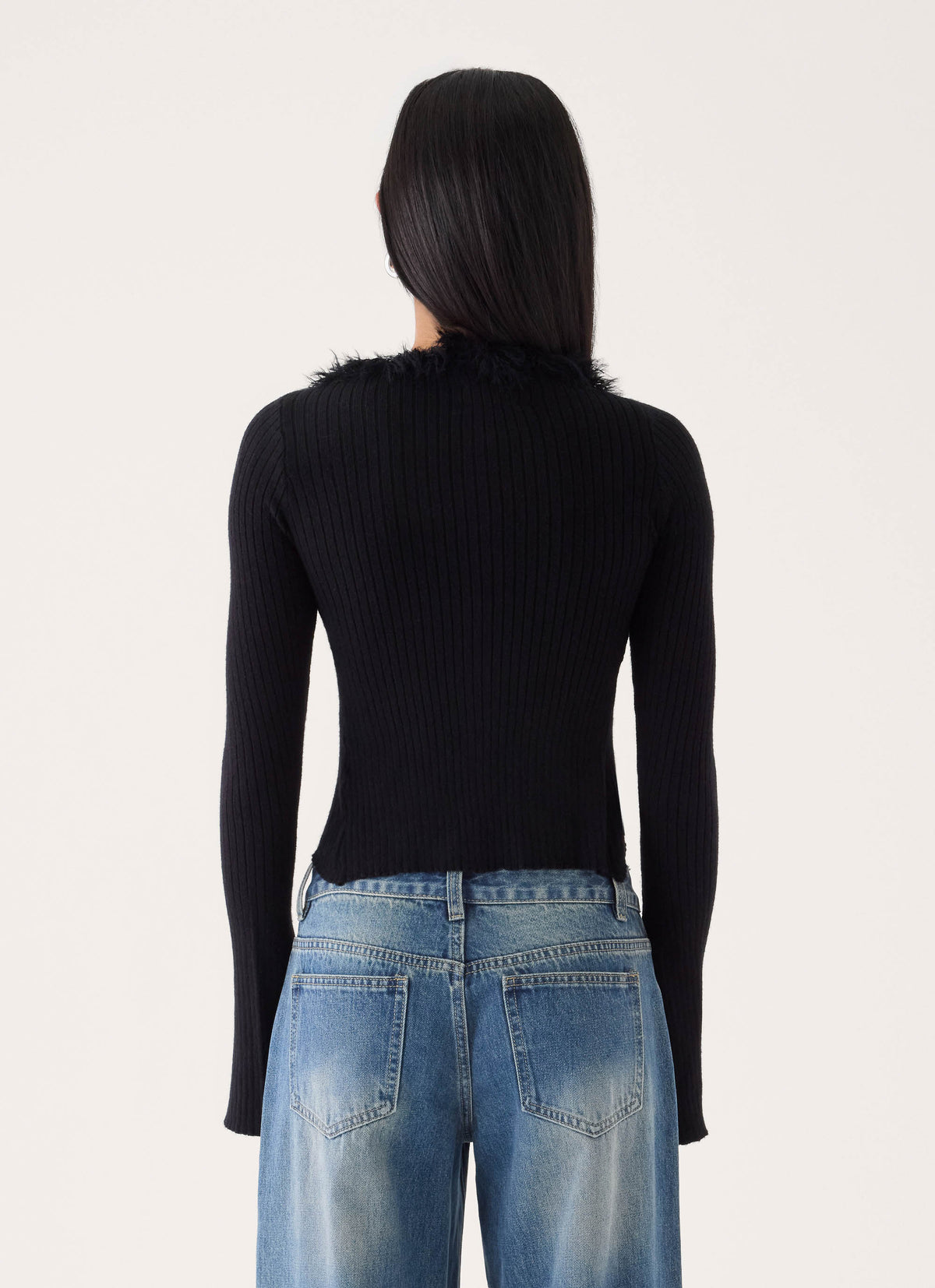 Luxa Faux Feather Top - Black