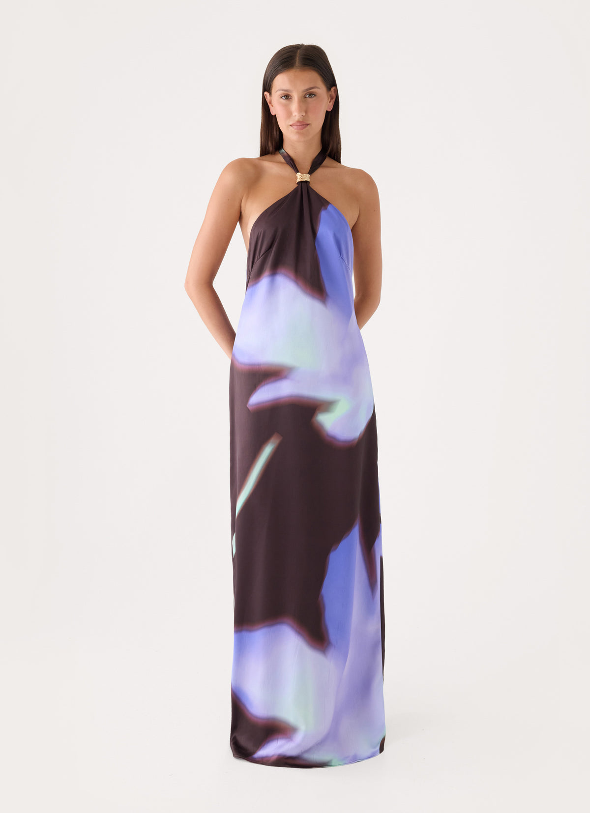 Luxia Printed Halter Maxi Dress - Floral Romance