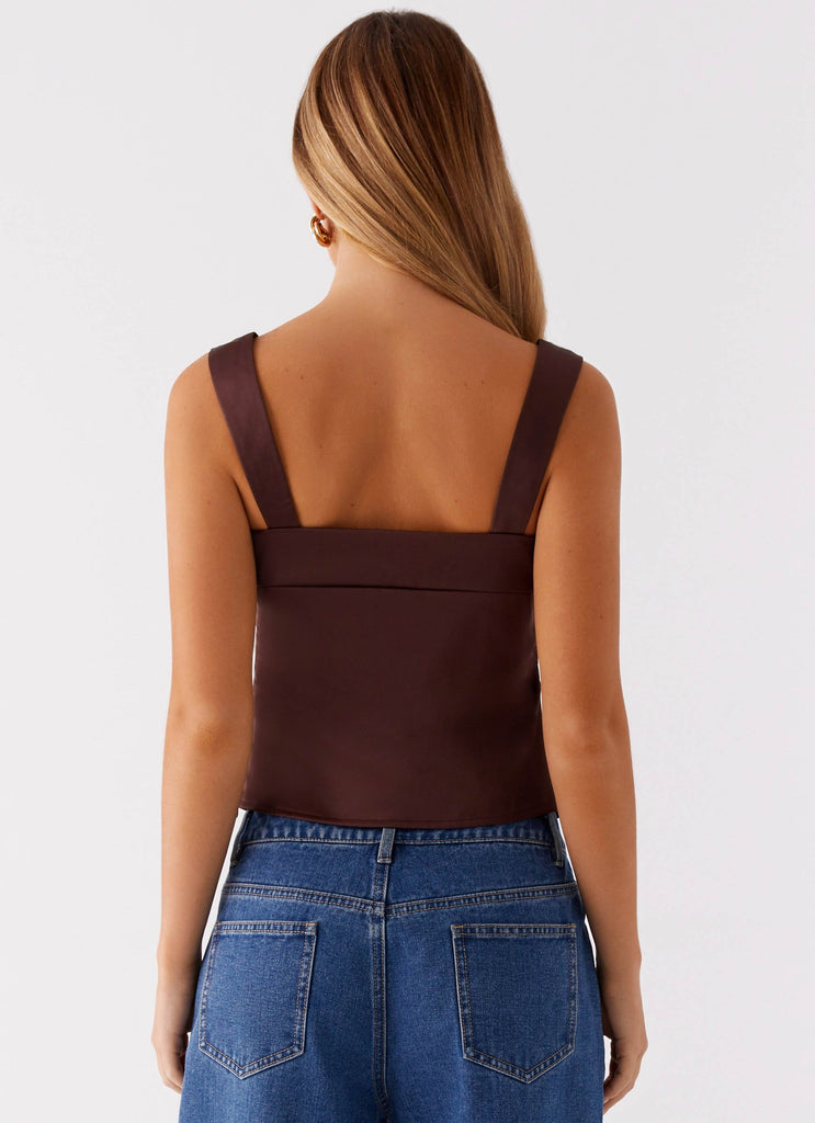 Lylah Satin Top - Brown