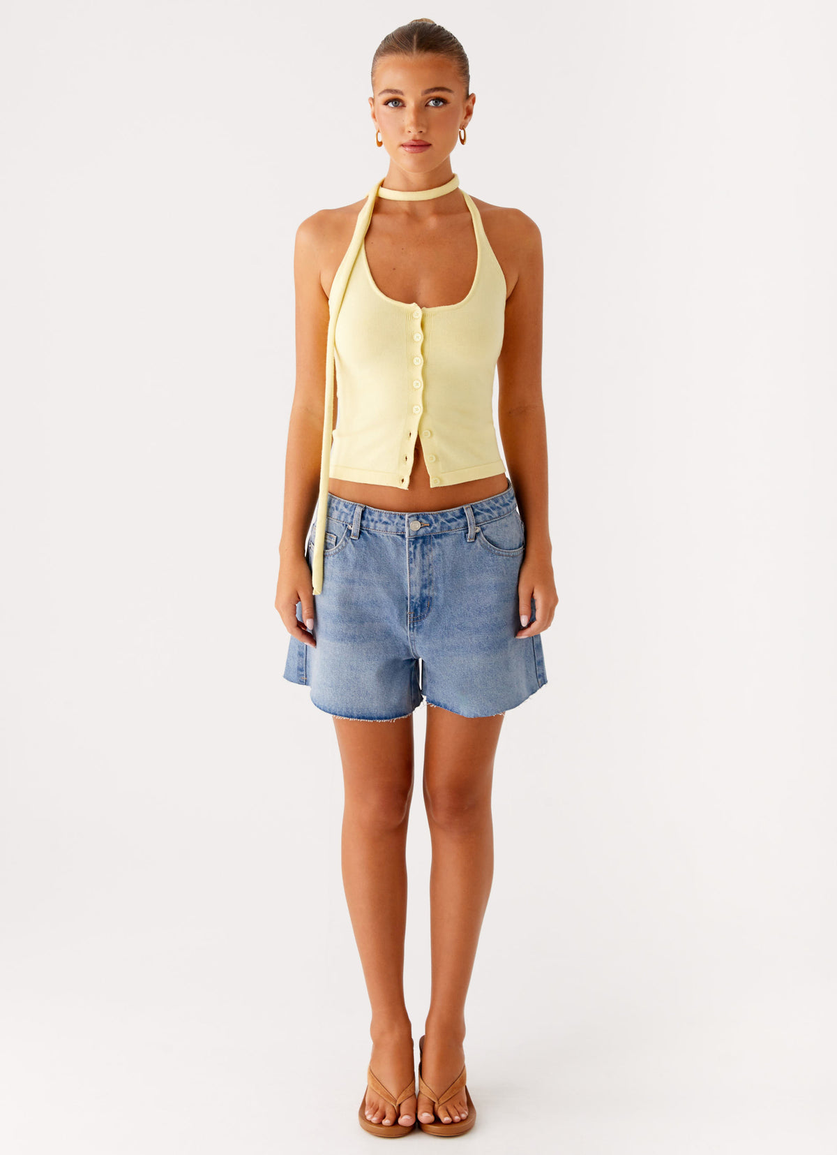 Madden Knit Scarf Top Yellow 1 Peppermayo
