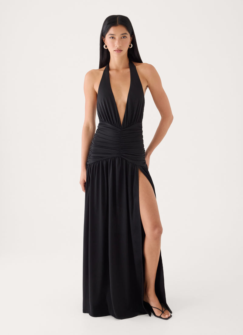 Makena Halter Maxi Dress - Black