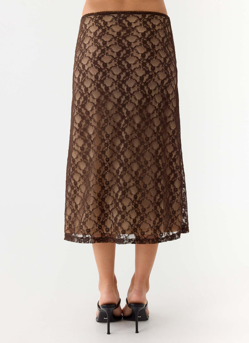Malachie Lace Midi Skirt - Chocolate