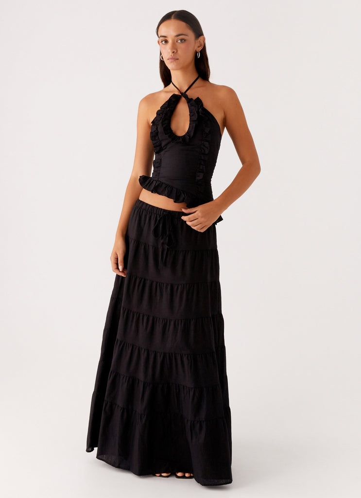 Mariella Linen Maxi Skirt - Black