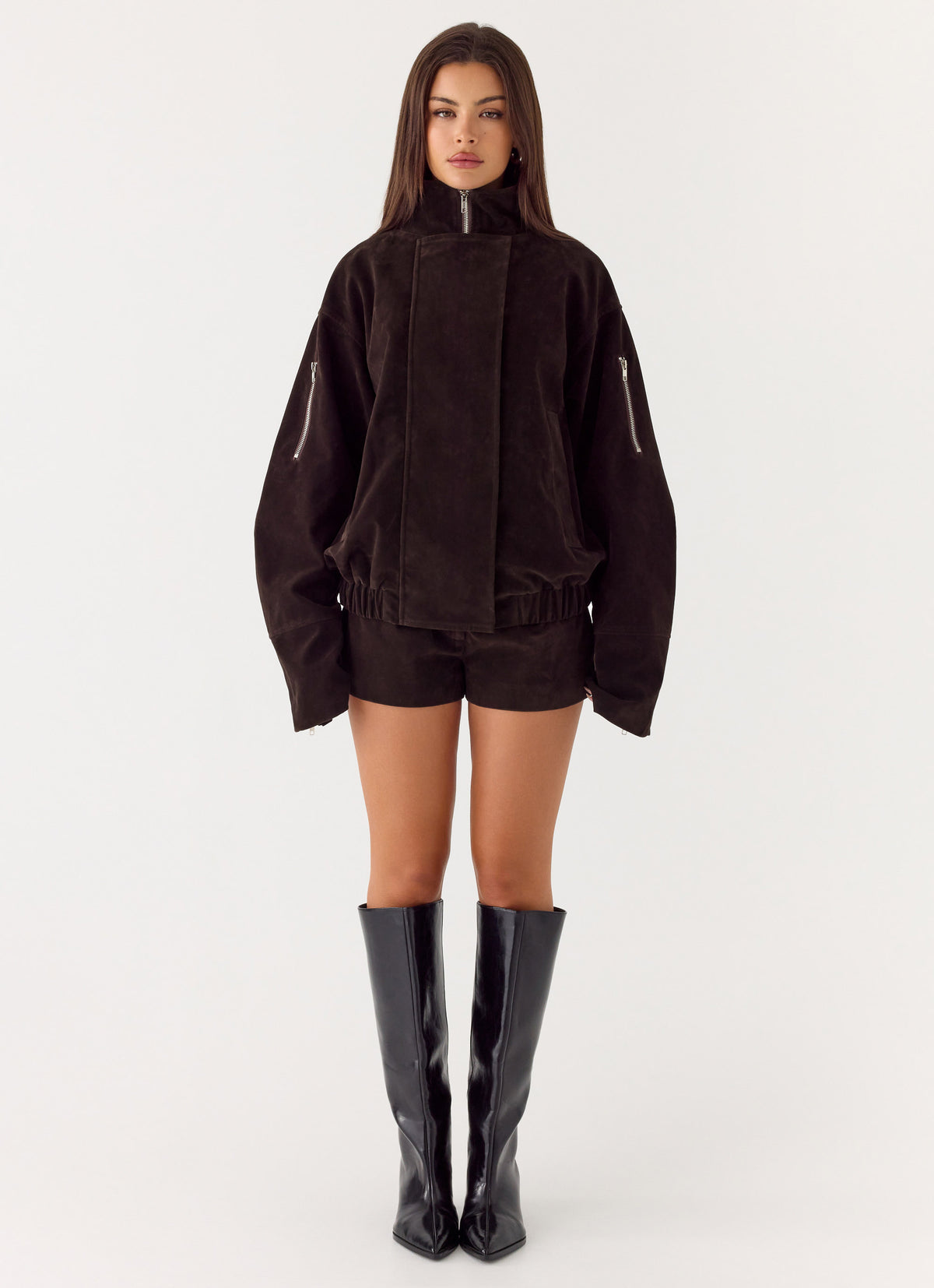 Marlow Faux Suede Jacket - Chocolate