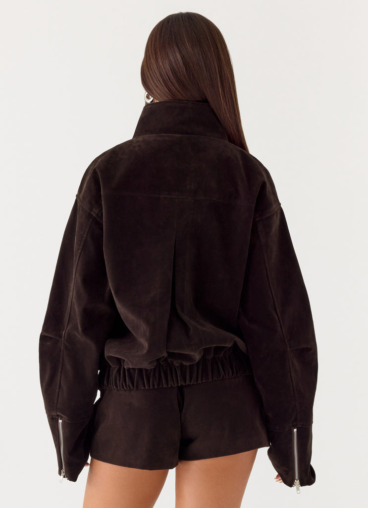 Marlow Faux Suede Jacket - Chocolate