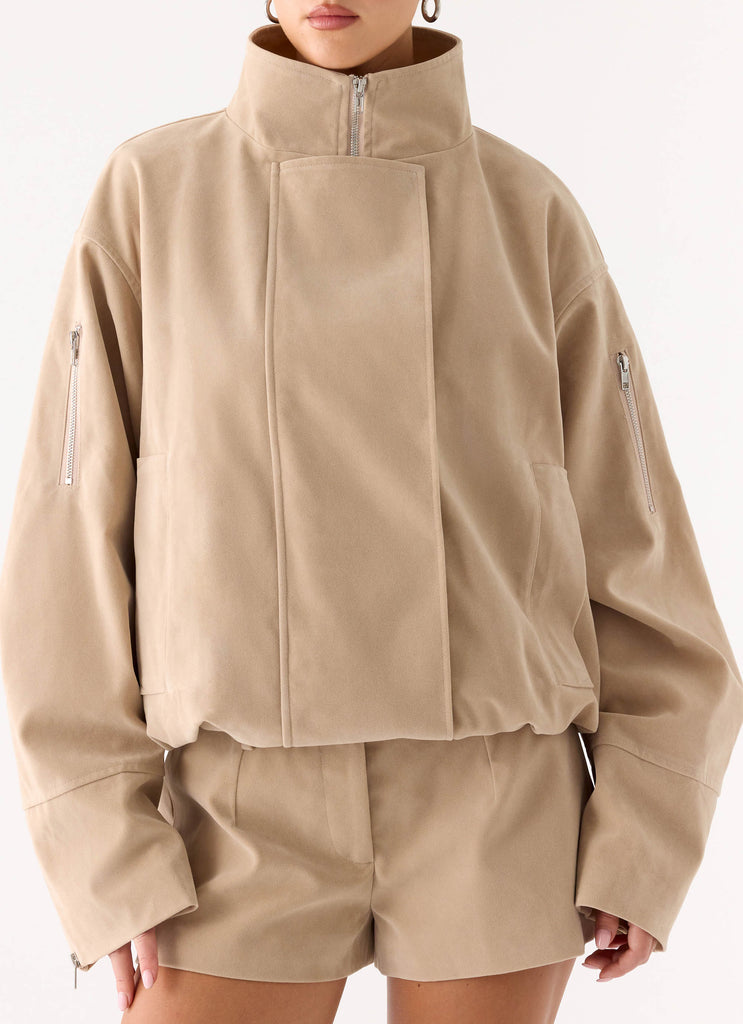 Marlow Faux Suede Jacket - Cream