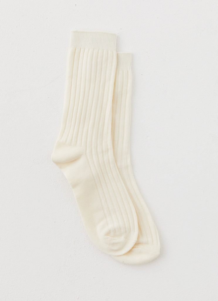 Marnie Socks - Ivory Ribbed