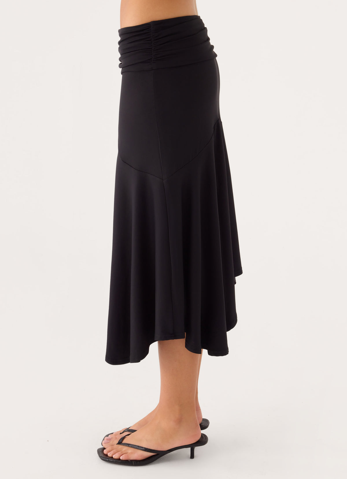 Maura Asymmetrical Midi Skirt - Black