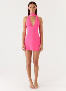 Melisande Scarf Neck Mini Dress - Fuchsia