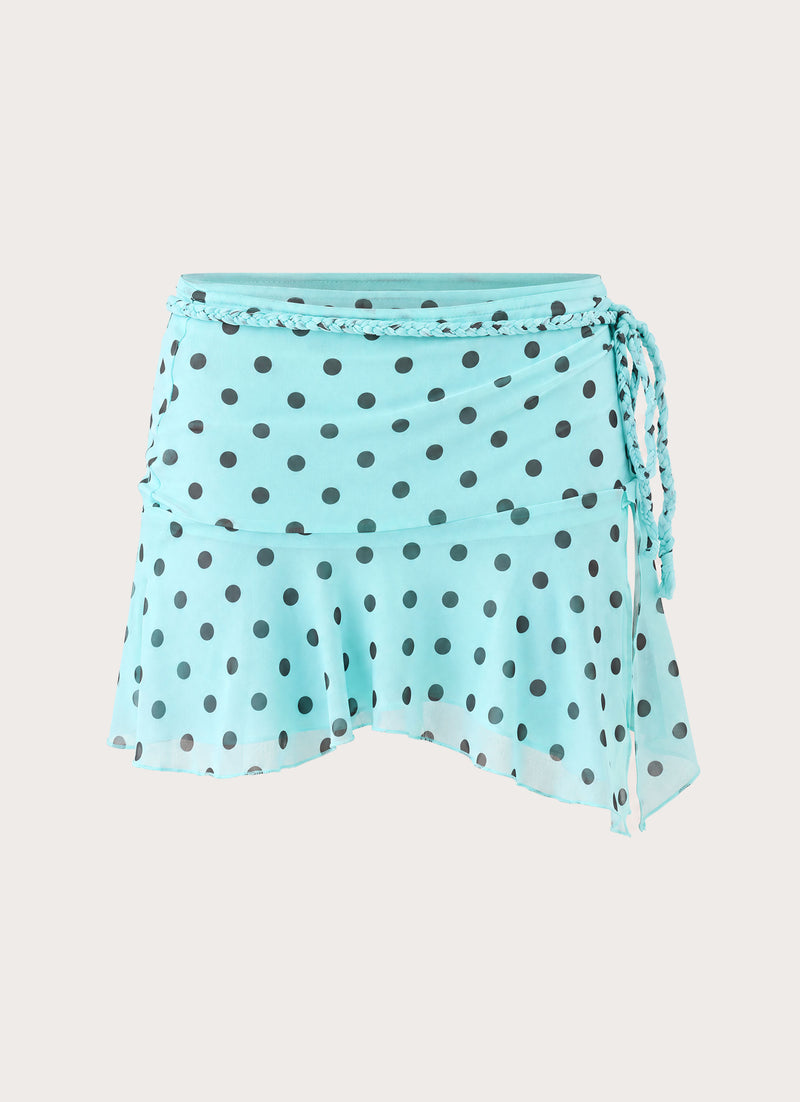 Melisandre Mini Skirt - Aqua Polka Dot