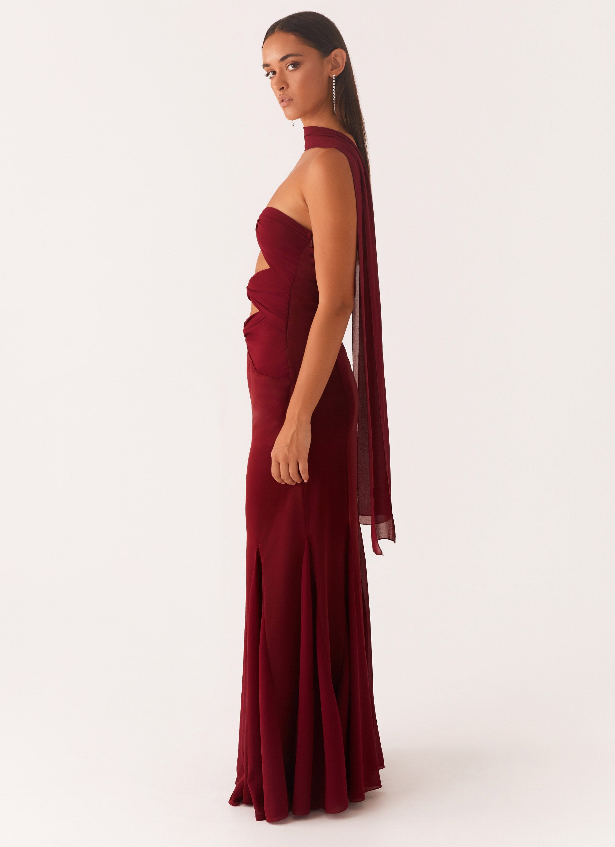Deep Red Maxi Dress Classic Dark Red Maxi Dress With Circle Skirt And Separated Belt Deep Red Maxi Dress Classic Dark Red Maxi Dress With Circle Skirt And Separated Belt