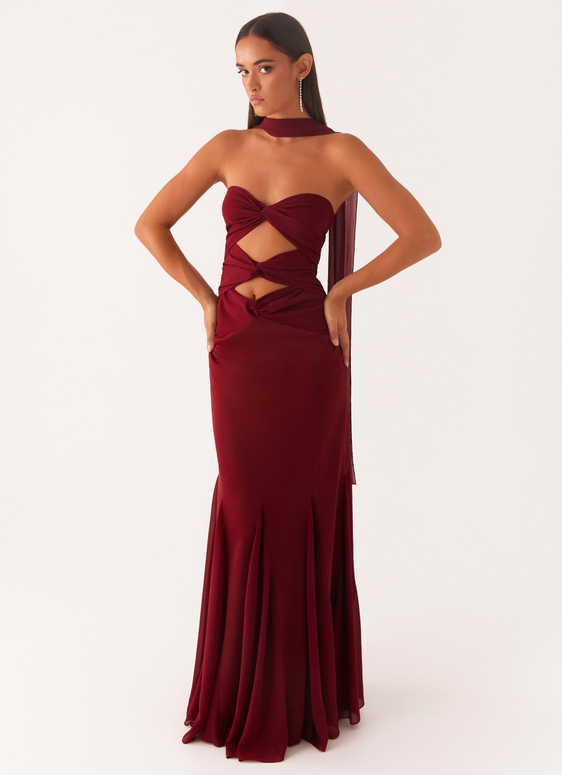 Melrose Satin Chiffon Maxi Dress