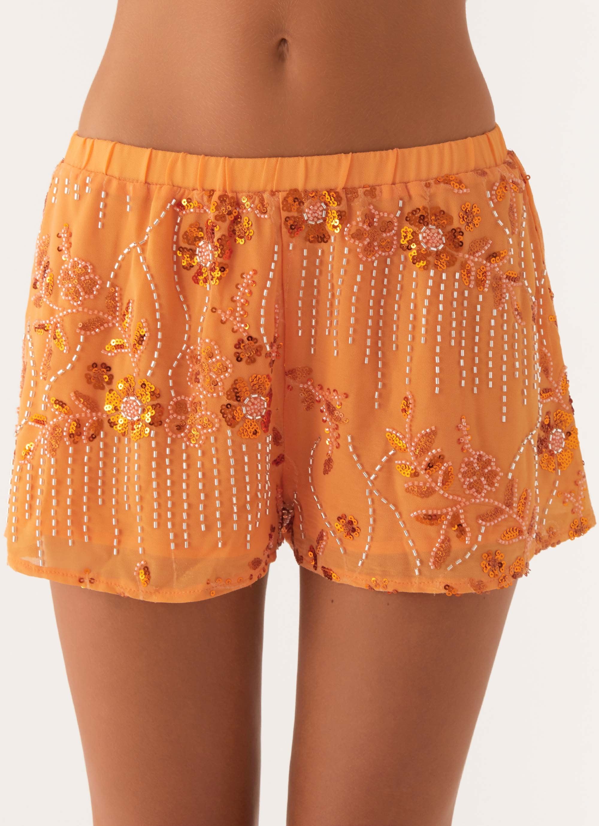 Mercer Sequin Mini Shorts - Orange – Peppermayo