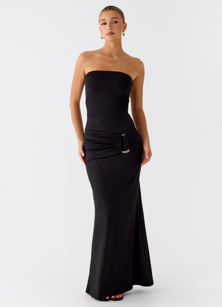 Metal Heart Strapless Maxi Dress