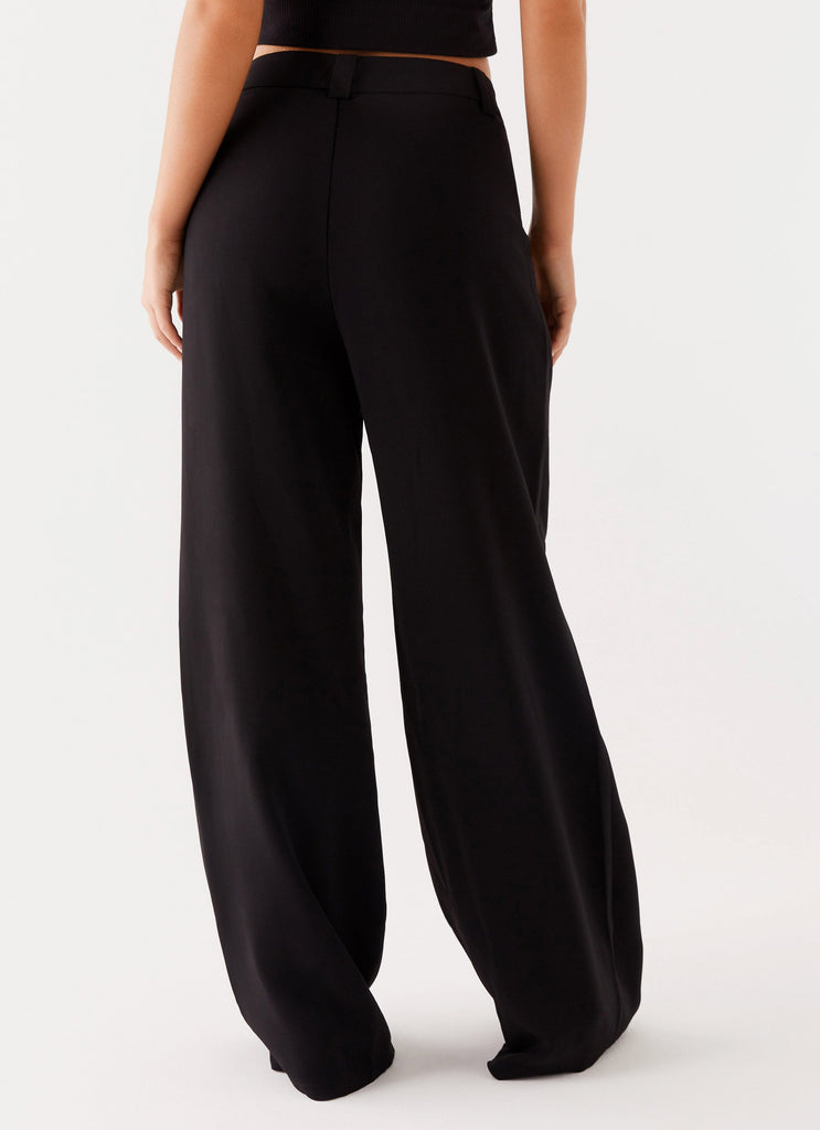 Womens Midnight City Suit Pants in the colour Black in front of a light grey background