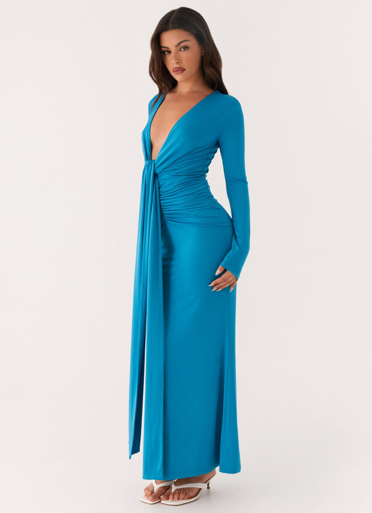 Miesha Long Sleeve Maxi Dress - Blue