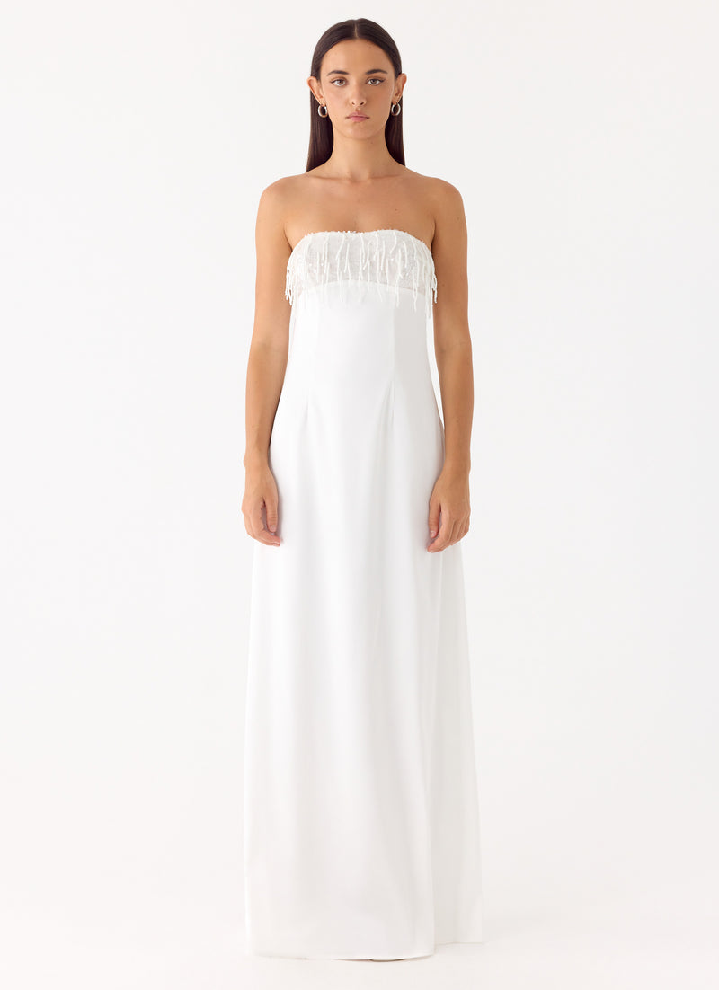 Miftie Beaded Sequin Maxi Dress - White