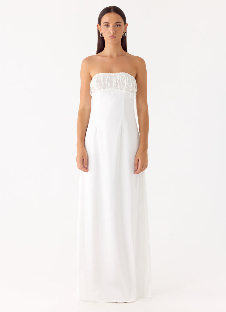 Miftie Beaded Sequin Maxi Dress - White