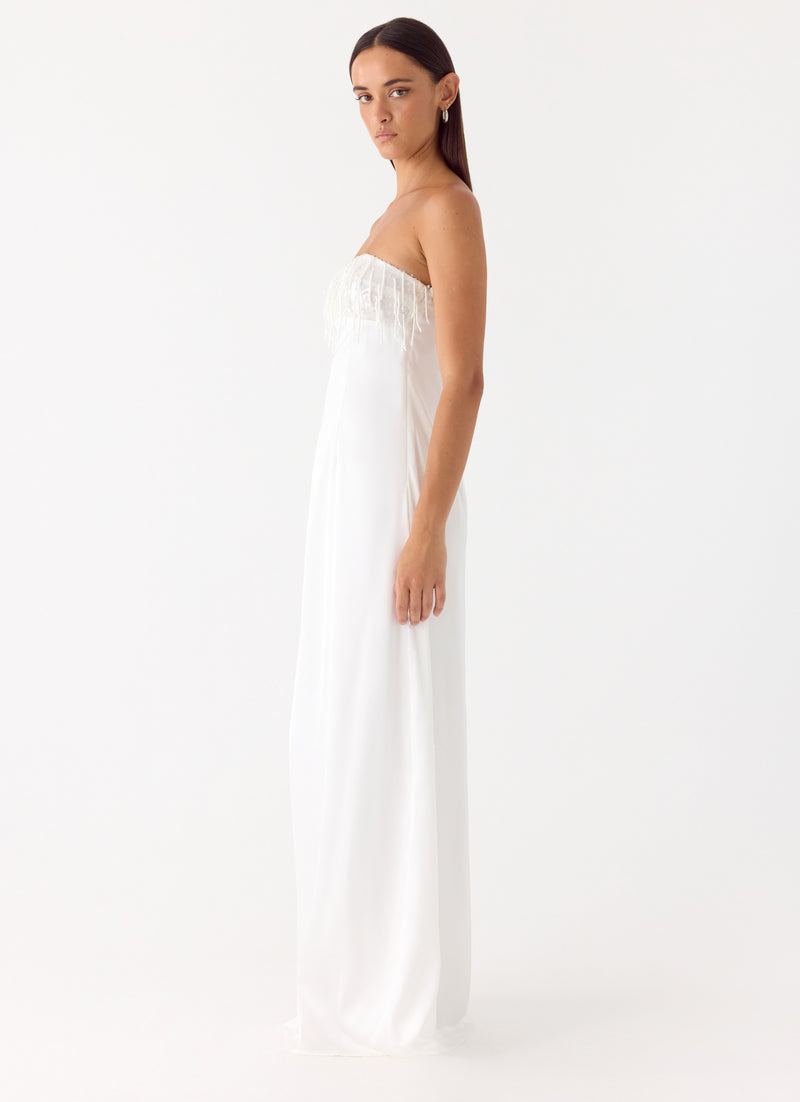 Miftie Beaded Sequin Maxi Dress - White
