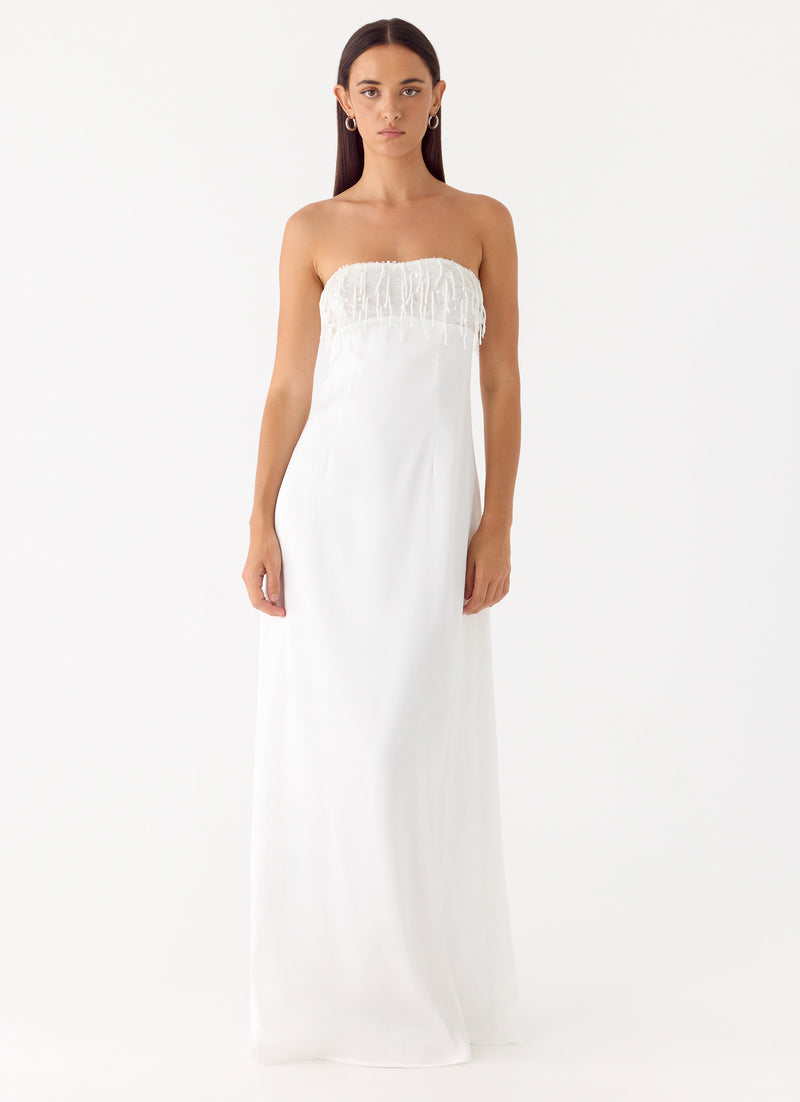 Miftie Beaded Sequin Maxi Dress - White