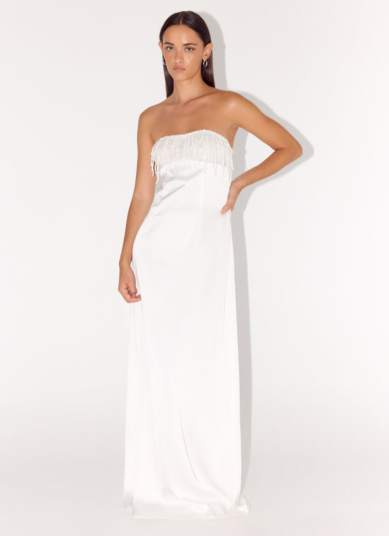 Miftie Beaded Sequin Maxi Dress - White