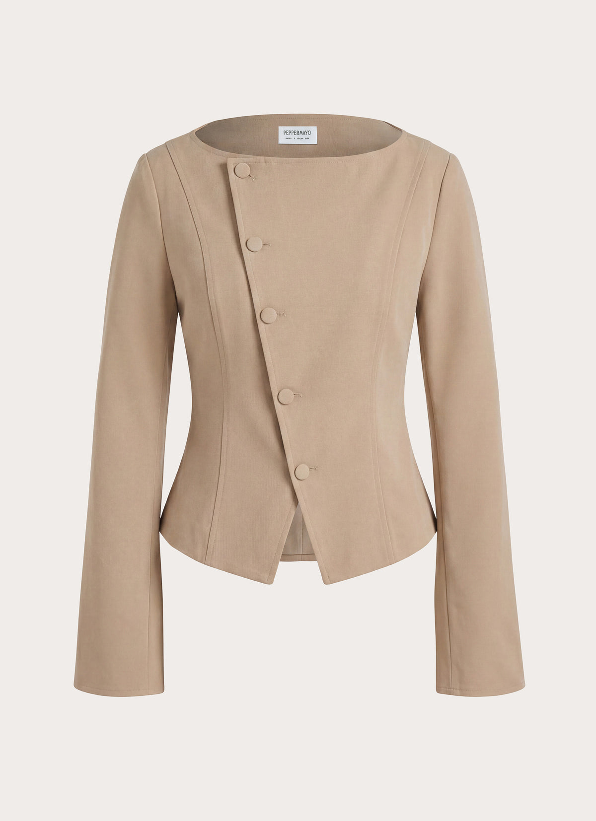 Milae Suede Asymmetrical Jacket - Beige