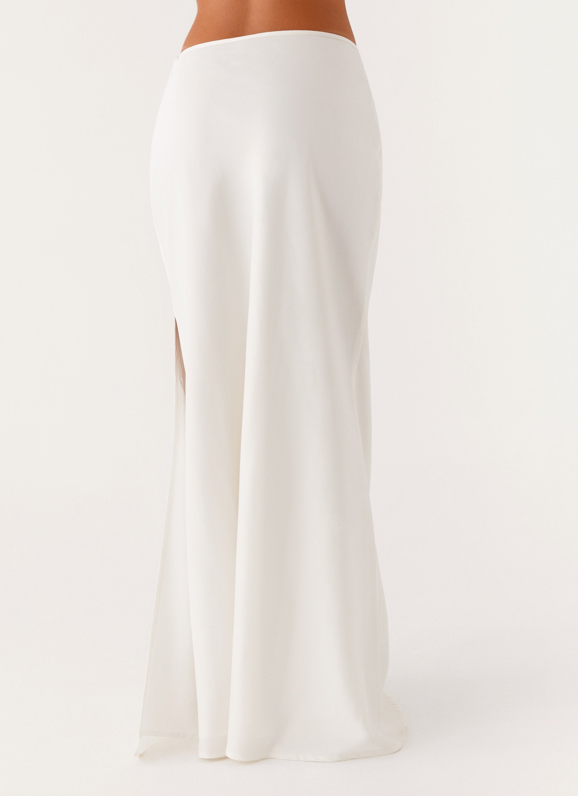 Mina Satin Maxi Skirt White – Peppermayo