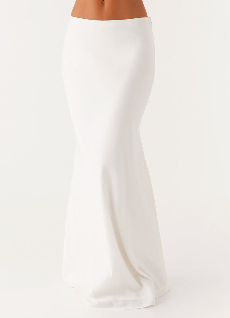 Mina Satin Maxi Skirt - White