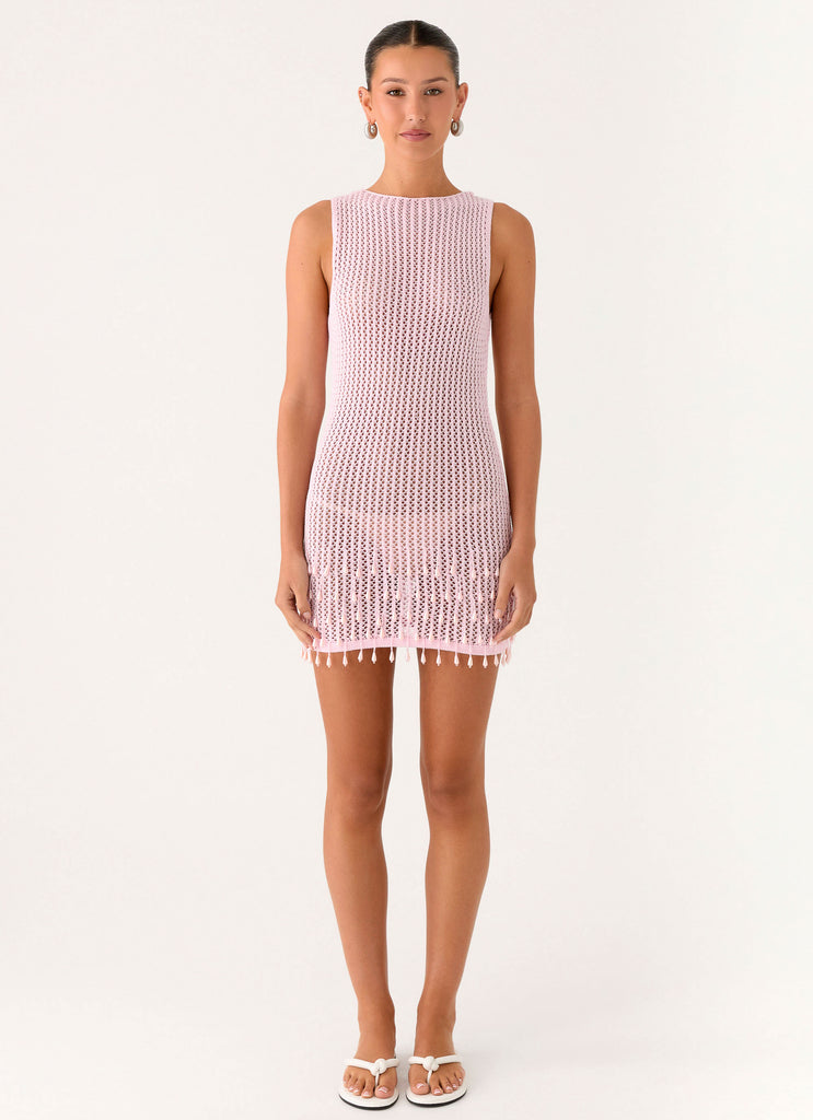 beaded crochet mini dress Miracle Beaded Crochet Mini Dress