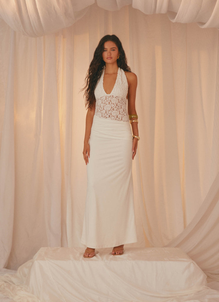 Miri Halter Maxi Dress - Ivory Peppermayo Miri Halter Maxi Dress - Ivory Peppermayo