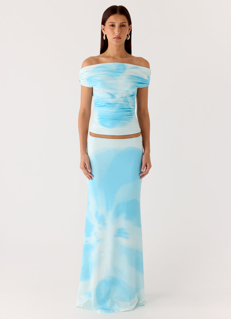 Moka Off Shoulder Top - Blooming Blue