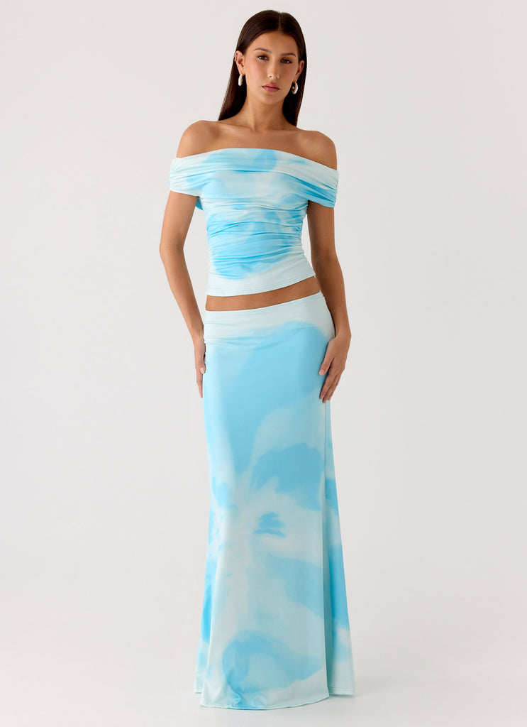 Moka Off Shoulder Top - Blooming Blue