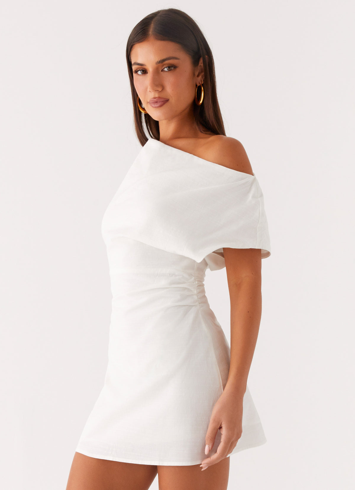 Moonlight Oasis Asymmetrical Cotton Mini Dress