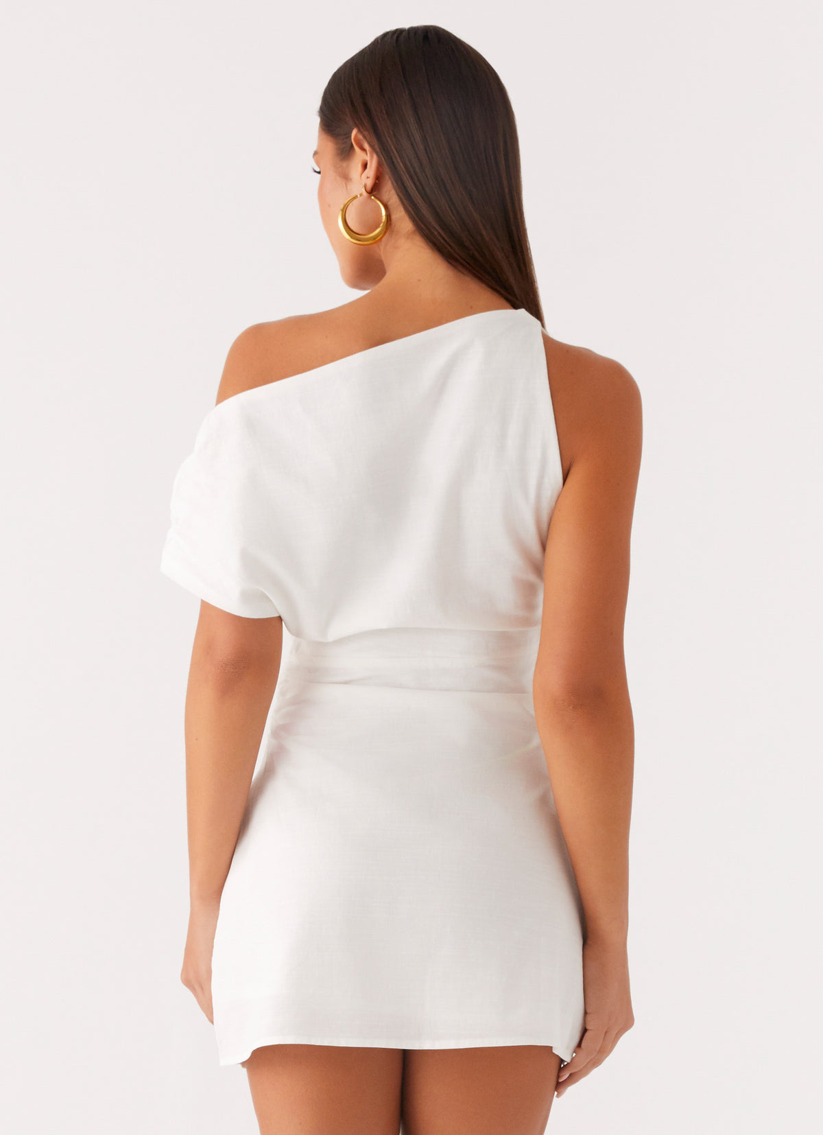 Moonlight Oasis Asymmetrical Cotton Mini Dress