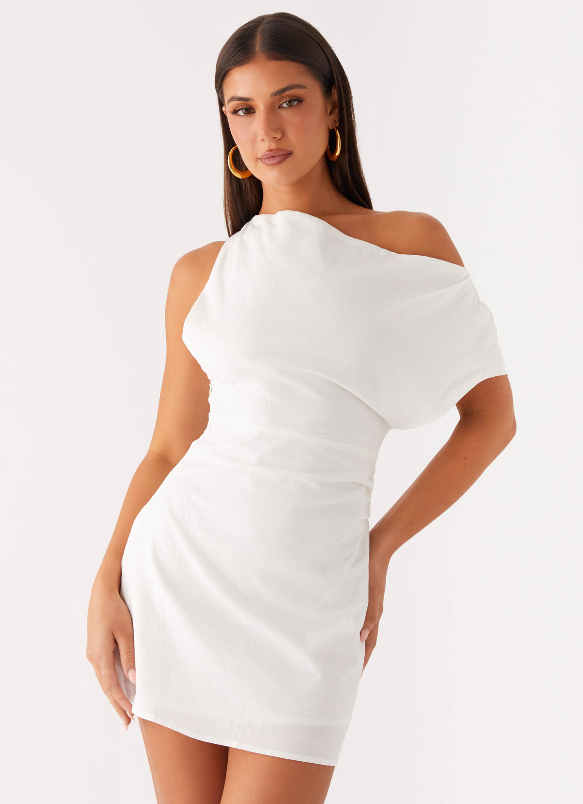Moonlight Oasis Asymmetrical Cotton Mini Dress