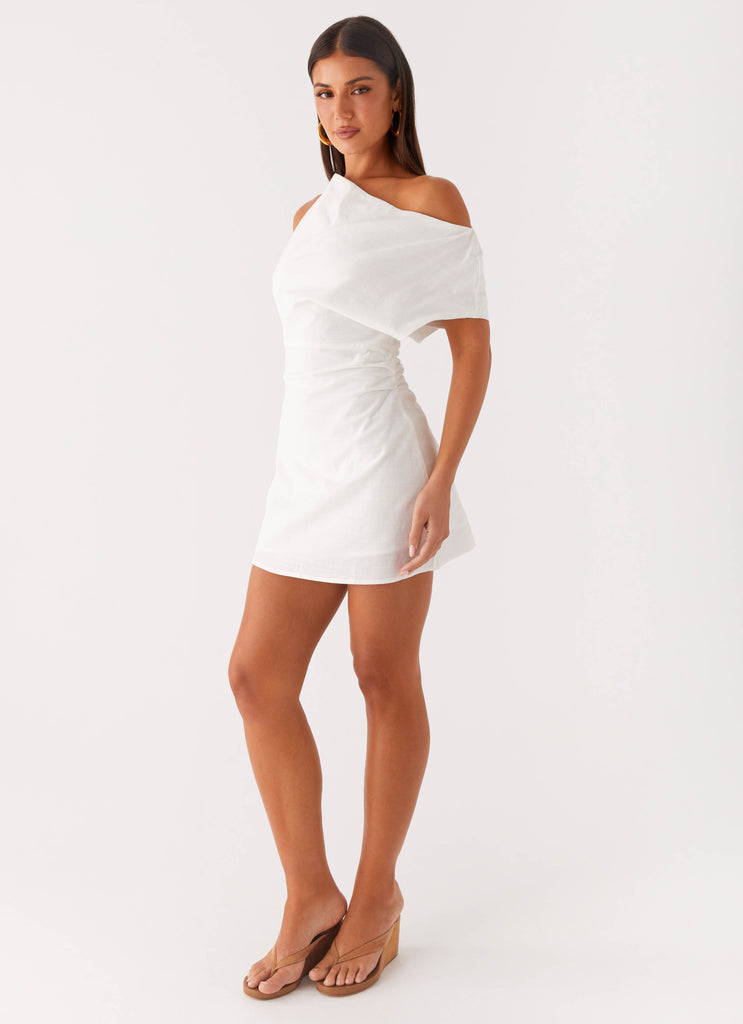 Moonlight Oasis Asymmetrical Cotton Mini Dress - Off White Peppermayo Moonlight Oasis Asymmetrical Cotton Mini Dress - Off White Peppermayo