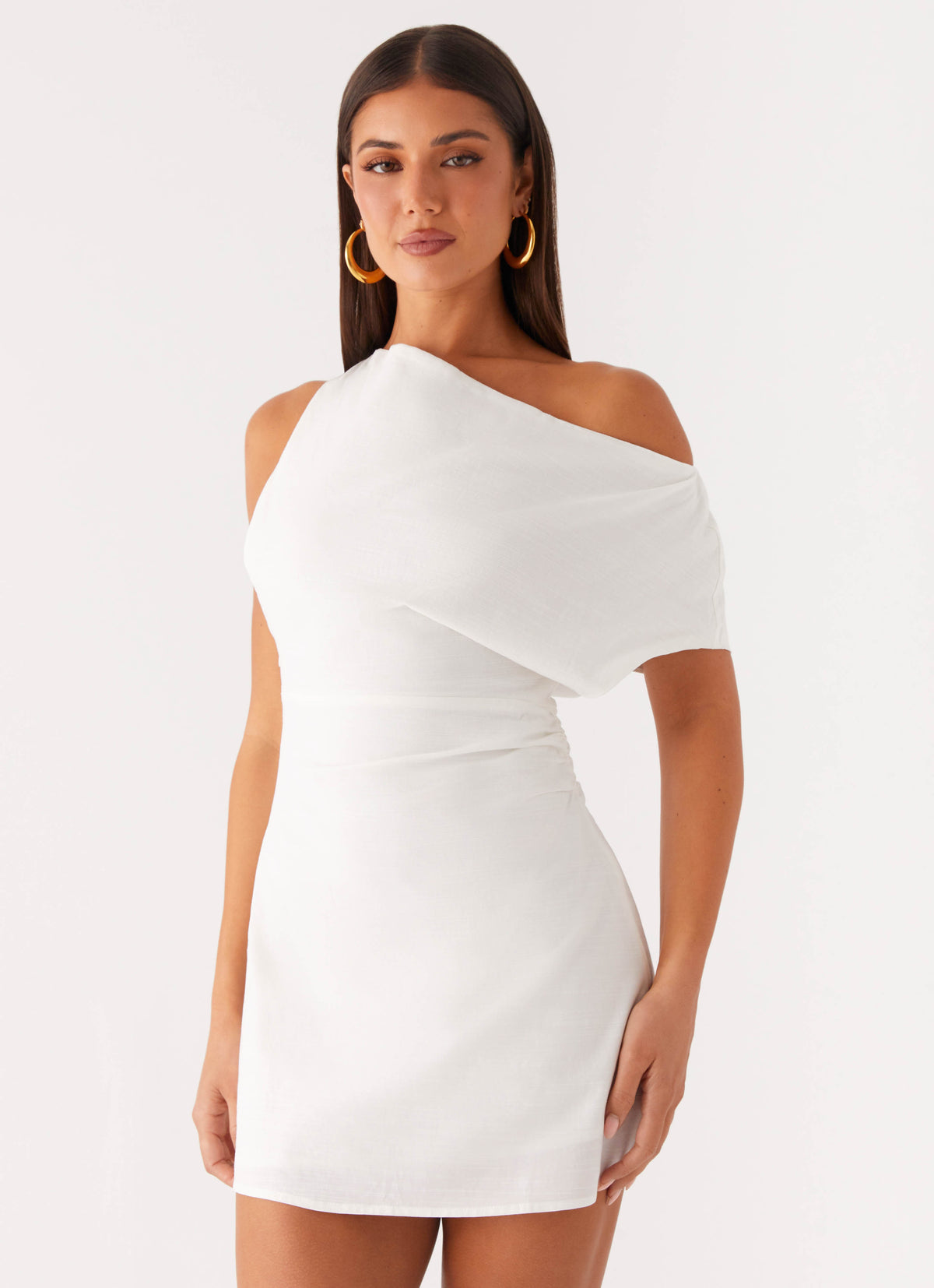 Moonlight Oasis Asymmetrical Cotton Mini Dress