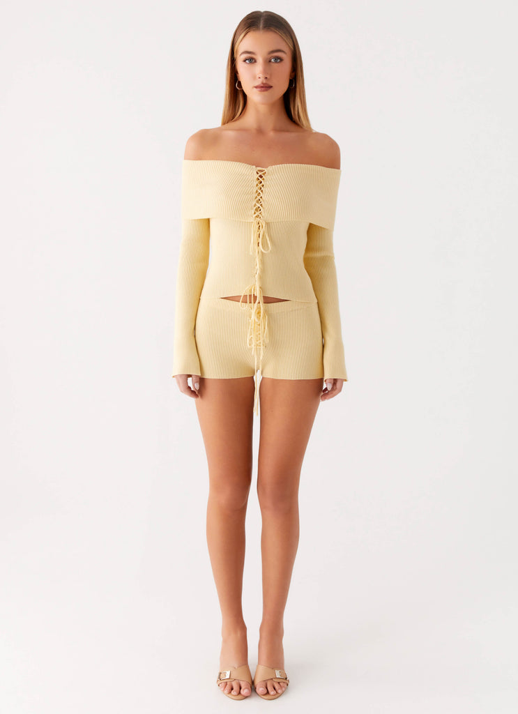Muted Muse Knit Mini Short - Yellow – Peppermayo